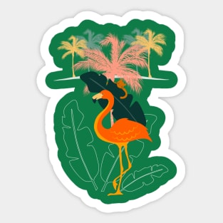 Cat and Flamingo Sticker